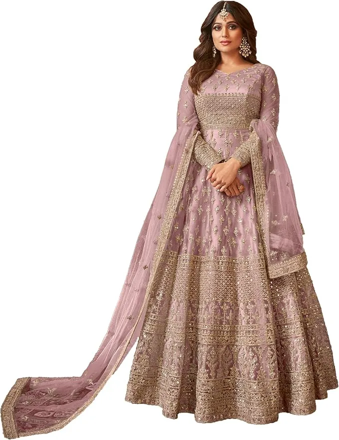 women's indian traditional full length heavy embroidered ethnic salwar suit with dupatta