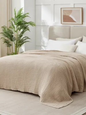 Gauze Blanket for Adults All Season, Linen Beige